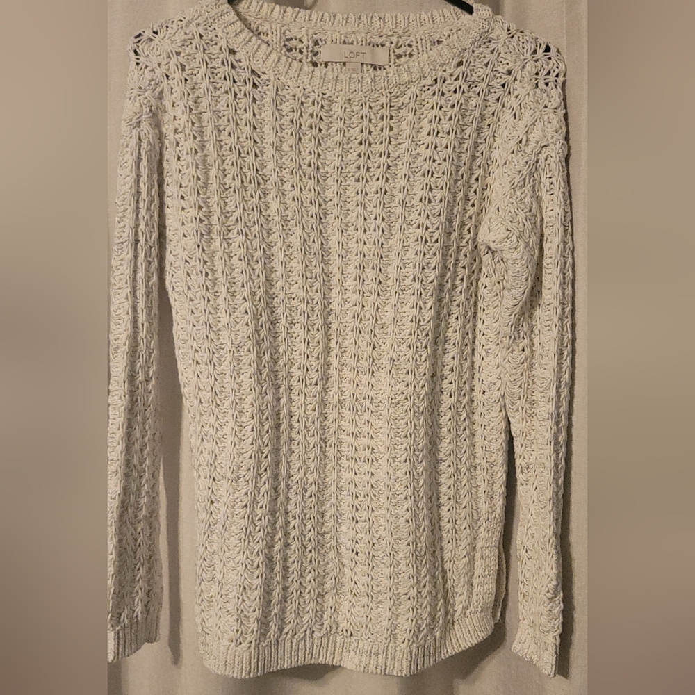 LOFT Cream Textured Knit Sweater